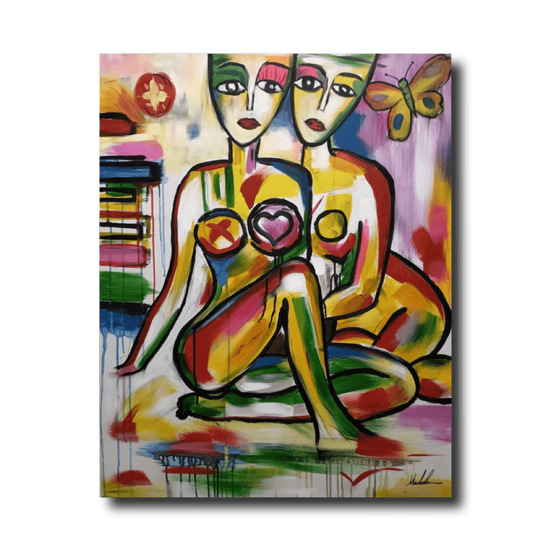 Een schilderij met twee vrouwen