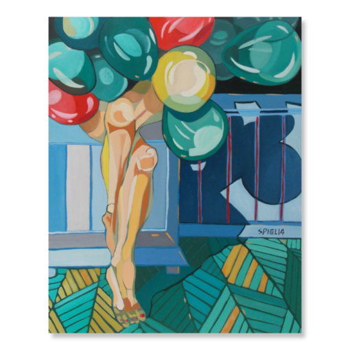 Een schilderij met ballonnen