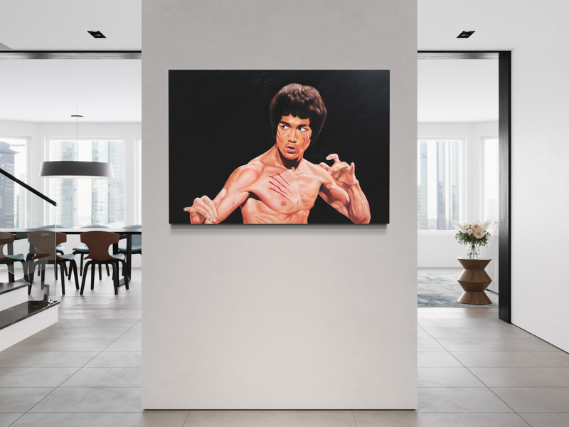 Een schilderij van Bruce Lee