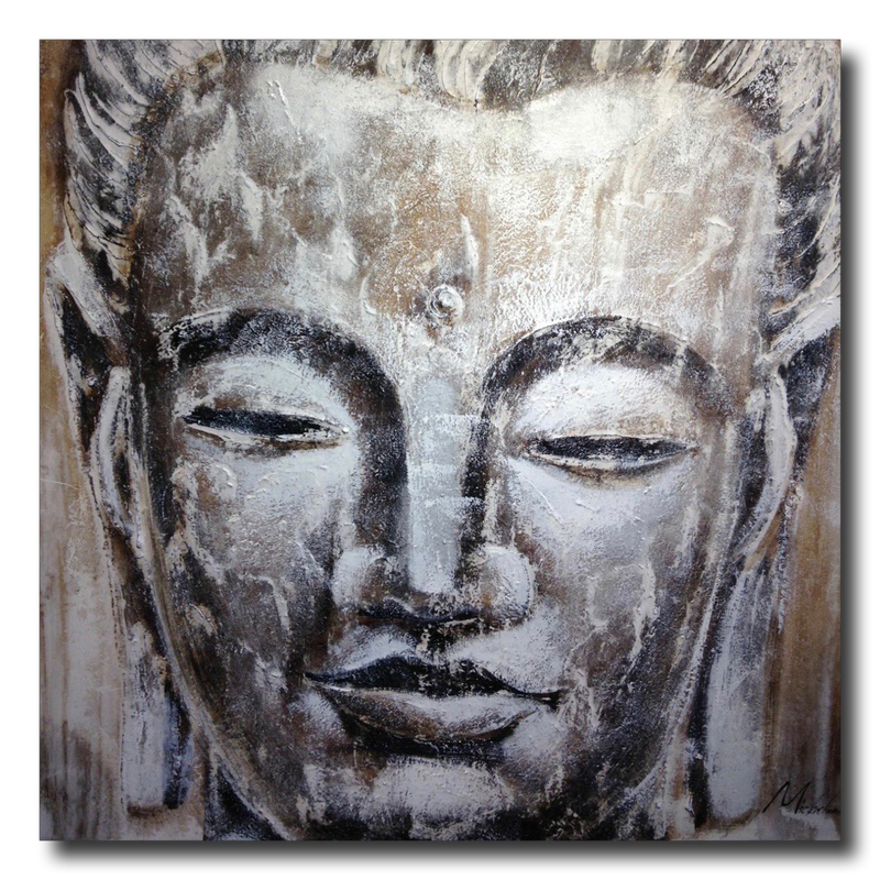 Een schilderij met een Boeddha