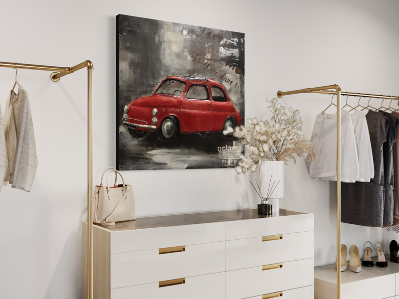 Een kunstwerk met een Fiat 500