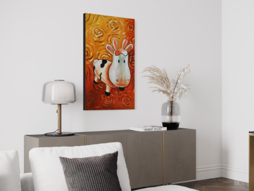een schilderij met een koe