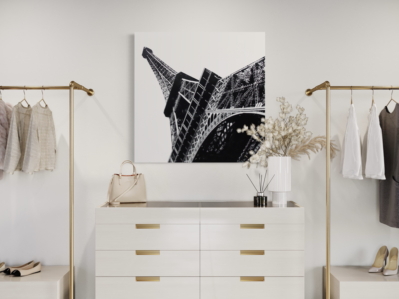 Een canvas schilderij met de Eiffeltoren