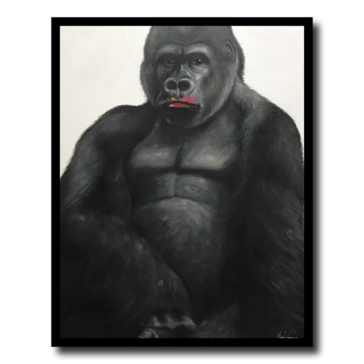 Een schilderij met een gorilla