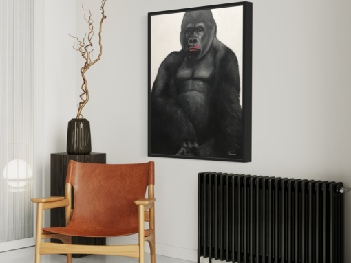 Een schilderij met een gorilla
