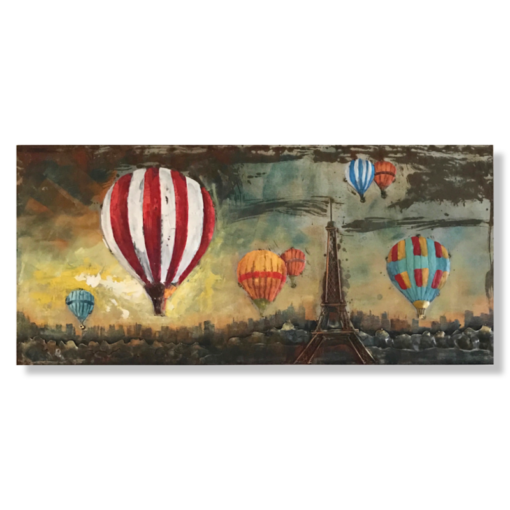Een kunstwerk met luchtballonnen boven Parijs