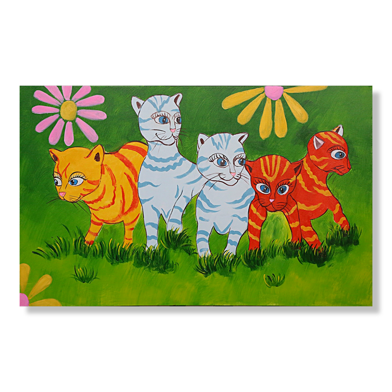 Een schilderij met katten