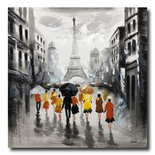 Een schilderij met de Eiffeltoren