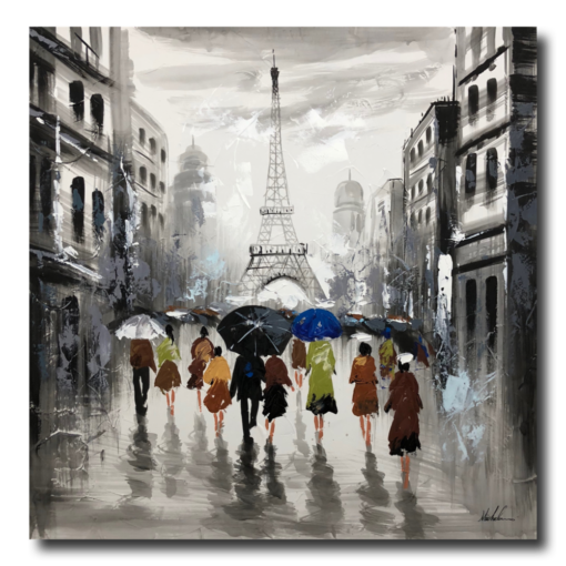 Een schilderij van Parijs en de Eiffeltoren
