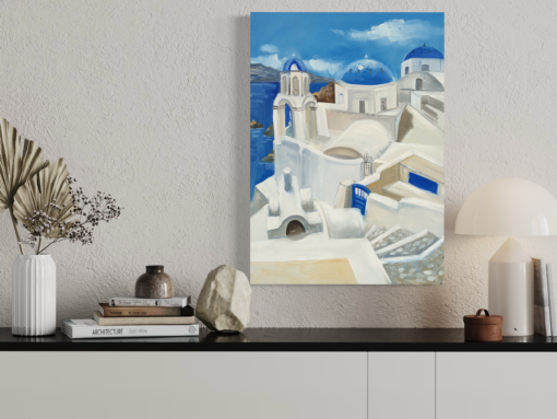 Een schilderij met Santorini