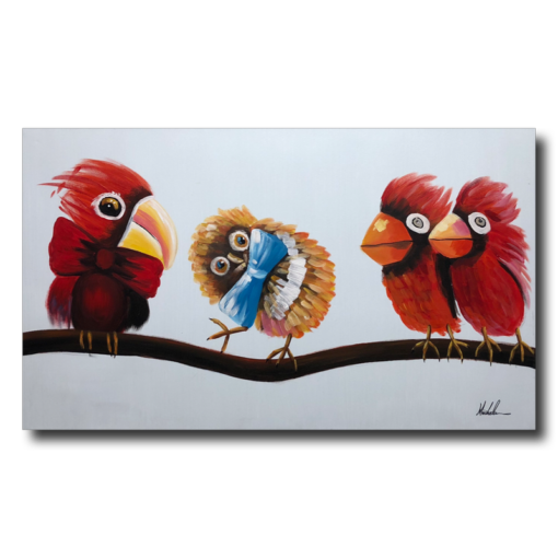 Een schilderij met vogels