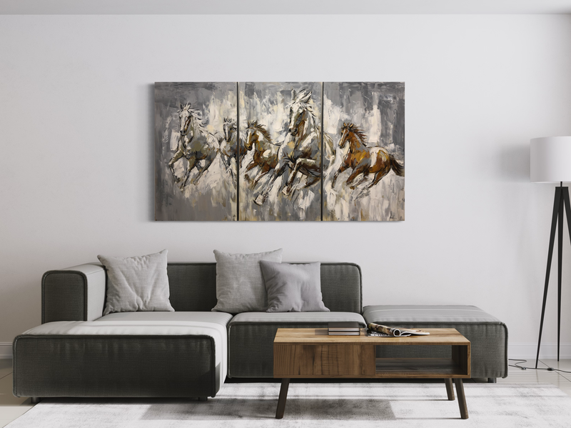 Een schilderij met paarden