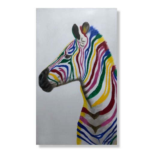 Een schilderij met een zebra