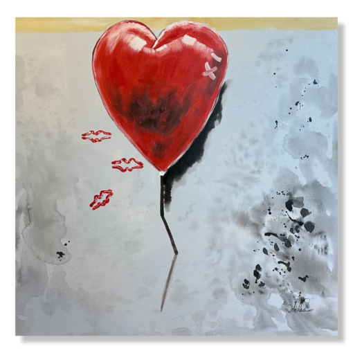 Een schilderij met een hart