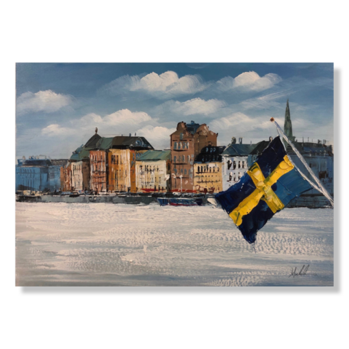 Een schilderij met een Stockholm-motief