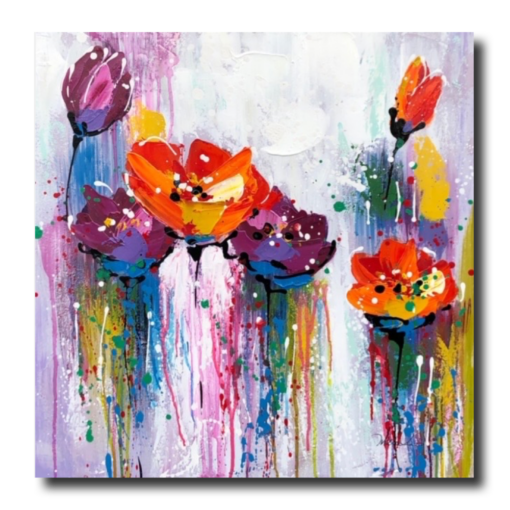 Een schilderij met bloemen