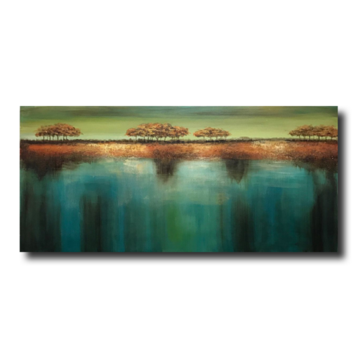 Een schilderij met een savanne