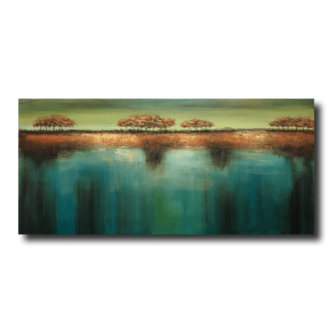 Een schilderij met een savanne