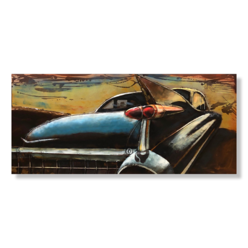 Een schilderij met een Cadillac