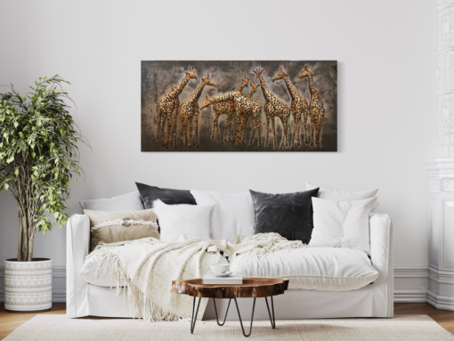 Een kunstwerk met giraffen