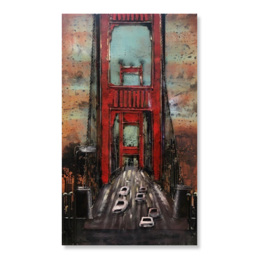 Een schilderij van de Golden Gate Bridge