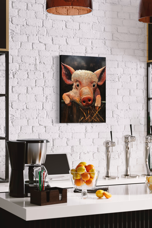 Een kunstwerk met een varken