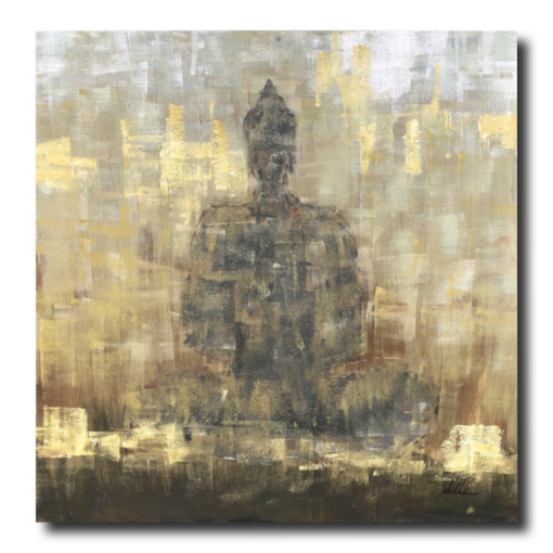 Een schilderij met een Boeddha