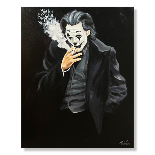 Een schilderij met de Joker