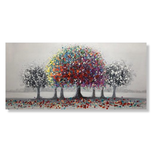 Een handgeschilderd schilderij met een boom