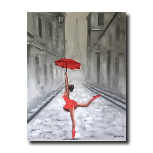 Een schilderij met een ballerina