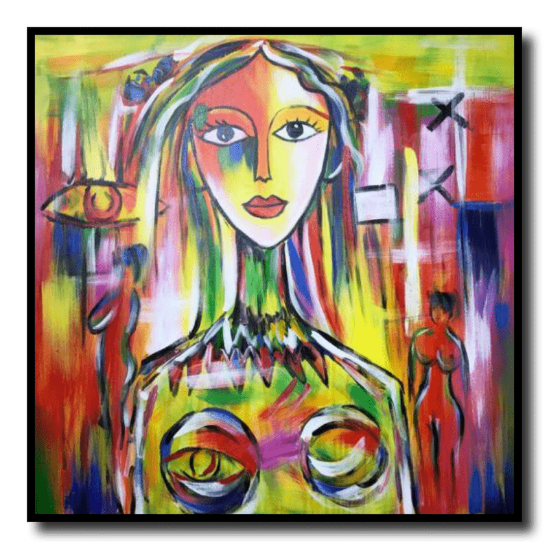 Een schilderij van een vrouw