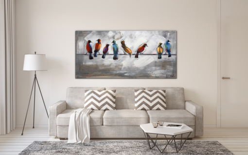 Een schilderij met vogels