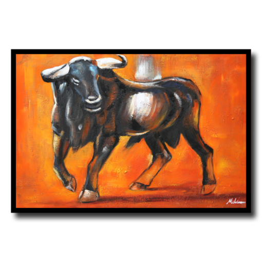 een schilderij met een stier