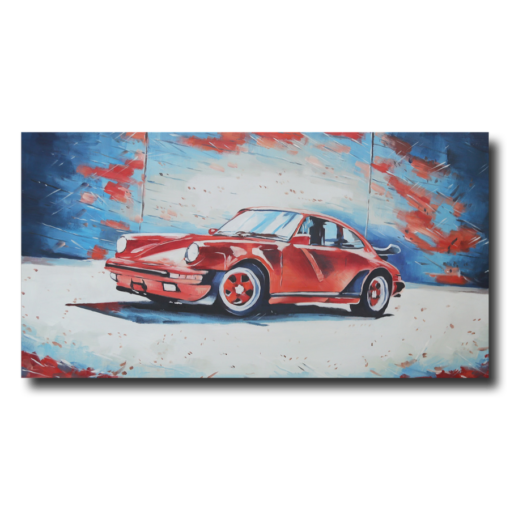 Een schilderij geïnspireerd door de klassieke Porsche 911.