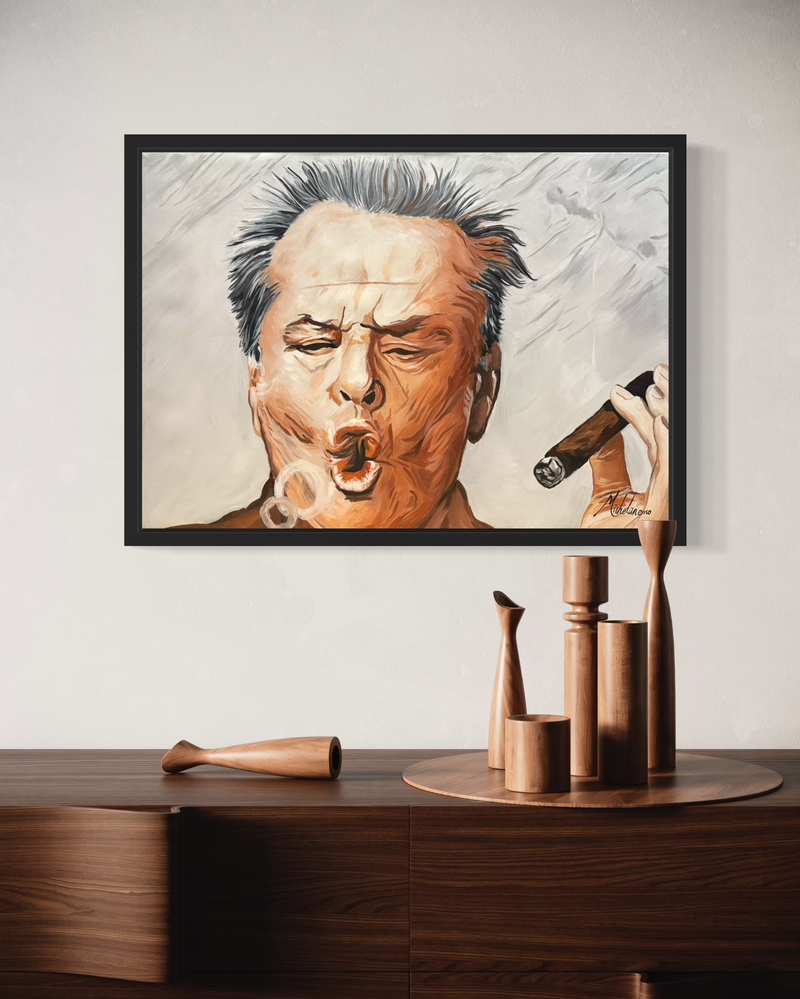 Een schilderij met Jack Nicholson