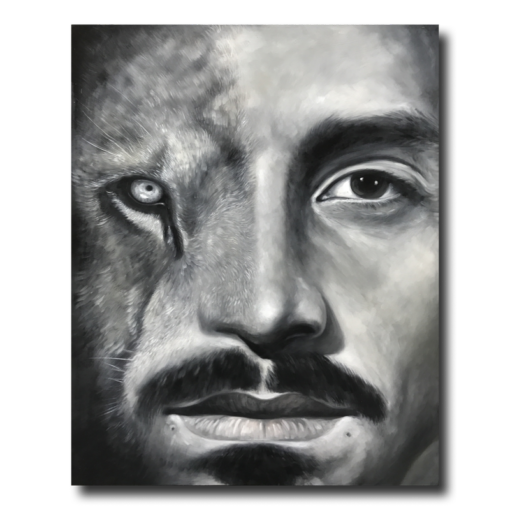 Een schilderij van Zlatan Ibrahimovic.