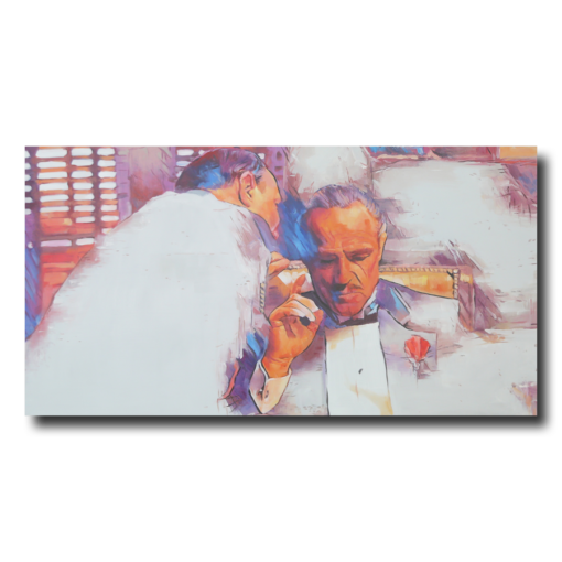 Een schilderij met een scène uit The Godfather