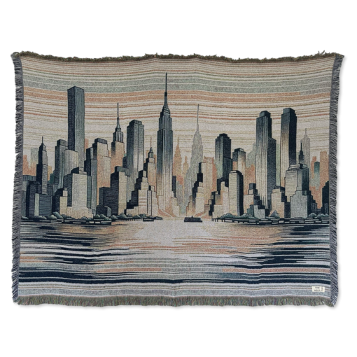 Een wandkleed met de skyline van NYC